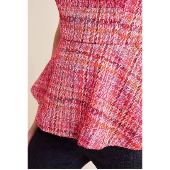 Anthropologie Smocked Peplum Blouse in Pink and Orange - Picture 2 of 10
